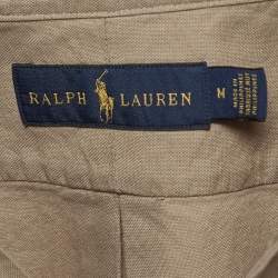 Pre Owned Ralph Lauren Khaki Green Cotton Button Down Collar Shirt M