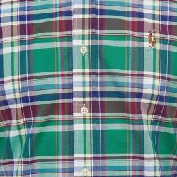 Pre Owned Ralph Lauren Green Tartan Checked Cotton Slim Fit M