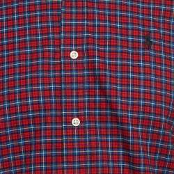 Pre Owned Ralph Lauren Red Plaid Cotton Button Down Collar Shirt S