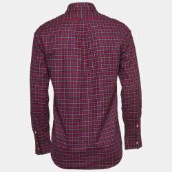 Pre Owned Ralph Lauren Red Plaid Cotton Button Down Collar Shirt S