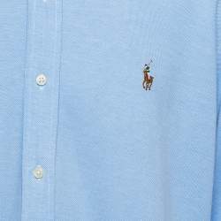 Pre Owned Ralph Lauren Blue Knit Oxford Buttoned Shirt XXL