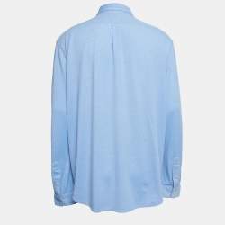 Pre Owned Ralph Lauren Blue Knit Oxford Buttoned Shirt XXL