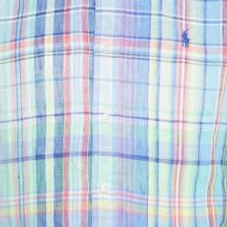 Pre Owned Ralph Lauren Multicolor Madras Check Linen Button Down Shirt M