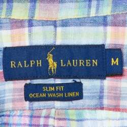 Pre Owned Ralph Lauren Multicolor Madras Check Linen Button Down Shirt M