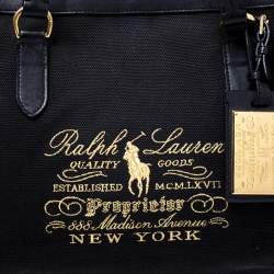 مملوكة مسبقًا Ralph Lauren Black Canvas and Leather Shopper Tote