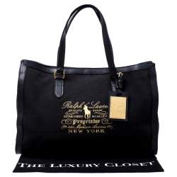 مملوكة مسبقًا Ralph Lauren Black Canvas and Leather Shopper Tote