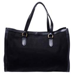 مملوكة مسبقًا Ralph Lauren Black Canvas and Leather Shopper Tote