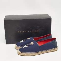Pre Owned Ralph Lauren Navy Blue Denim Slip On Espadrille Size 41