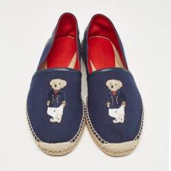 Pre Owned Ralph Lauren Navy Blue Denim Slip On Espadrille Size 41