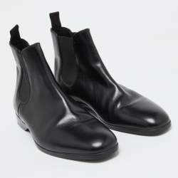 Pre Owned Ralph Lauren Black Leather Chelsea Ankle Length Boots Size 42.5