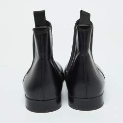 Pre Owned Ralph Lauren Black Leather Chelsea Ankle Length Boots Size 42.5