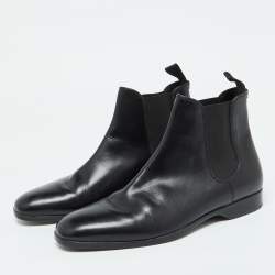 Pre Owned Ralph Lauren Black Leather Chelsea Ankle Length Boots Size 42.5