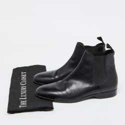 Pre Owned Ralph Lauren Black Leather Chelsea Ankle Length Boots Size 42.5