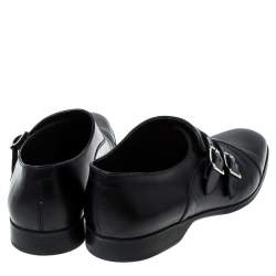 Ralph Lauren Black Leather Double Strap Monk Oxfords Size 42