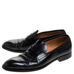 Pre Owned Ralph Lauren Black Leather Penny Loafers Size 44