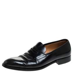 Pre Owned Ralph Lauren Black Leather Penny Loafers Size 44