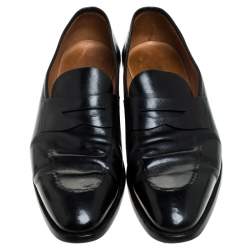 Pre Owned Ralph Lauren Black Leather Penny Loafers Size 44