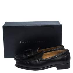 Pre Owned Ralph Lauren Black Leather Tassel Detail Loafers Size 44