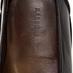 Pre Owned Ralph Lauren Black Leather Penny Slip On Loafers Size 42
