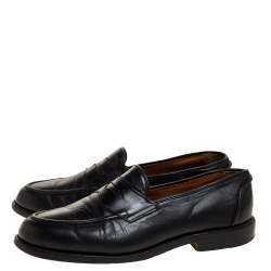 Pre Owned Ralph Lauren Black Leather Penny Slip On Loafers Size 42