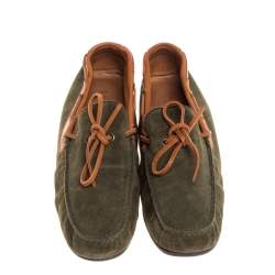 Pre Owned Ralph Lauren Green Suede and Leather Loafers Size 41