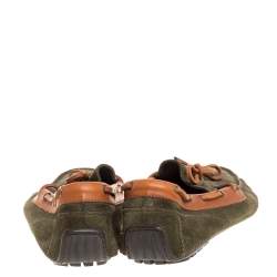 Pre Owned Ralph Lauren Green Suede and Leather Loafers Size 41