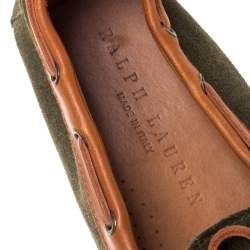 Pre Owned Ralph Lauren Green Suede and Leather Loafers Size 41