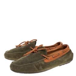 Pre Owned Ralph Lauren Green Suede and Leather Loafers Size 41