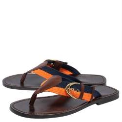Pre Owned Ralph Lauren  Multicolor Canvas And Leather Thong Sandals Size 42
