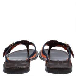 Pre Owned Ralph Lauren  Multicolor Canvas And Leather Thong Sandals Size 42