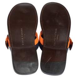 Pre Owned Ralph Lauren  Multicolor Canvas And Leather Thong Sandals Size 42