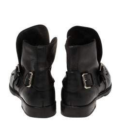 Pre Owned Ralph Lauren Black Leather Buckle Detail Ankle Boots Size 43