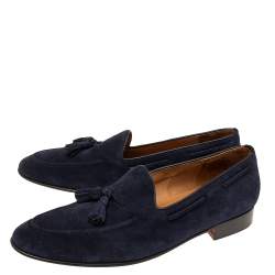 Pre Owned Ralph Lauren Navy Blue Suede Slip On Loafers Size 44.5
