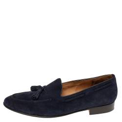 Pre Owned Ralph Lauren Navy Blue Suede Slip On Loafers Size 44.5