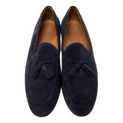 Pre Owned Ralph Lauren Navy Blue Suede Slip On Loafers Size 44.5