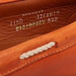 Pre Owned Ralph Lauren Orange Leather Bow Boat Loafers Size 44.5