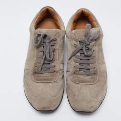 Ralph Lauren Grey Suede and Mesh Low-Top Sneakers Size 42