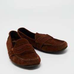 Pre Owned Ralph Lauren Brown Suede Penny Loafers Size 44