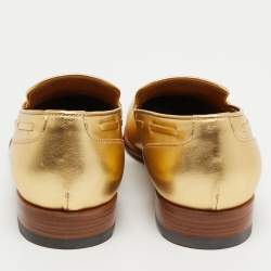Pre Owned Ralph Lauren Metallic Gold Leather Tassel Detail Loafers Size 40