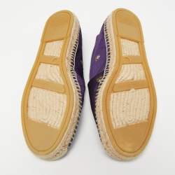 Pre Owned Ralph Lauren Purple Printed Fabric Slip On Espadrilles Loafers Size 41