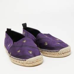 Pre Owned Ralph Lauren Purple Printed Fabric Slip On Espadrilles Loafers Size 41
