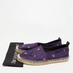 Pre Owned Ralph Lauren Purple Printed Fabric Slip On Espadrilles Loafers Size 41