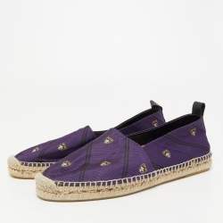 Pre Owned Ralph Lauren Purple Printed Fabric Slip On Espadrilles Loafers Size 41