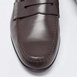 Pre Owned Ralph Lauren Dark Brown Leather Penny Loafers Size 43.5 