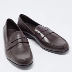 Pre Owned Ralph Lauren Dark Brown Leather Penny Loafers Size 43.5 