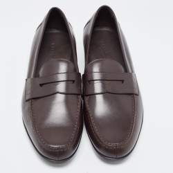 Pre Owned Ralph Lauren Dark Brown Leather Penny Loafers Size 43.5 