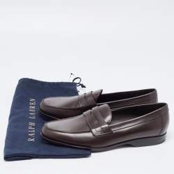 Pre Owned Ralph Lauren Dark Brown Leather Penny Loafers Size 43.5 