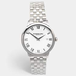 Pre Owned Raymond Weil White Stainless Steel Toccata 5488-ST-0300 Men's Wristwatch 39 mm
