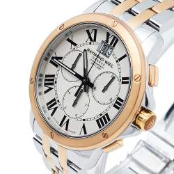 مملوكة مسبقًا Raymond Weil Cream Two-Tone Stainless Steel Tango Chronograph 4891 Men's Wristwatch 40 mm