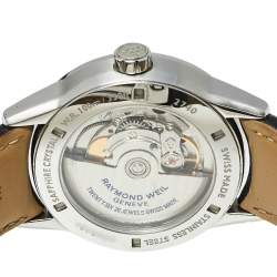 مملوكة مسبقًا ساعة يد رجالية ريموند ويل أوتوماتيك فريلانسر 2740-أس تي سي-20021 جلد ستانلس ستيل أسود 42.50 مم